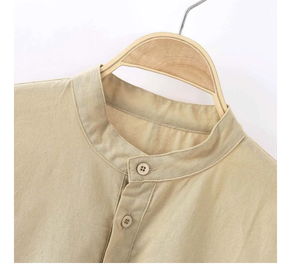 Long Sleeve Youth Fashion Stand-Collar Men's Shirt