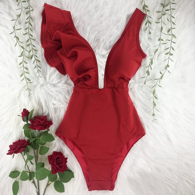 One Piece Swimsuit Women Swimwear Bodysuit Ruffle Beach Wear C S - Shop at LoveMi
