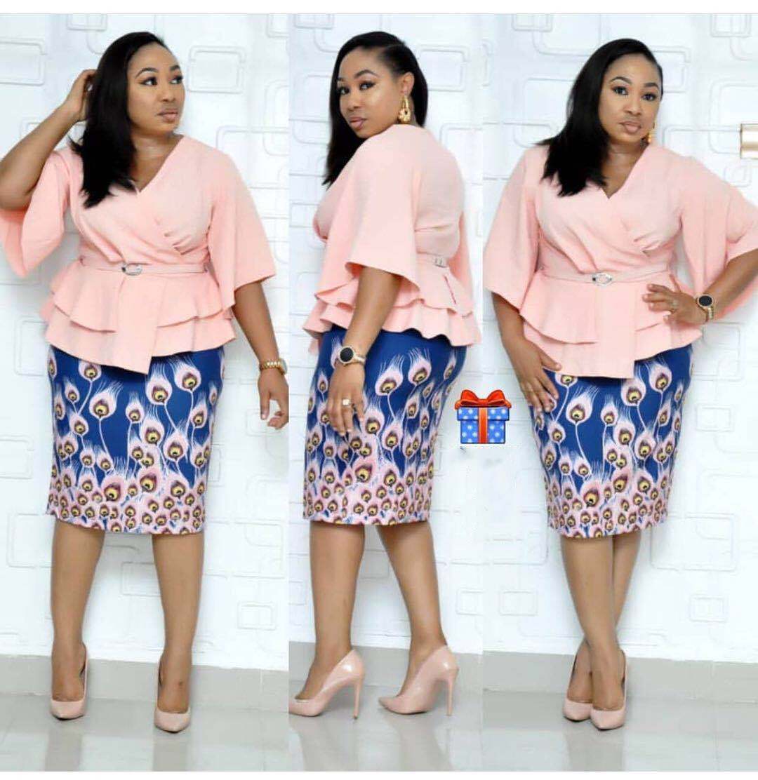 Slim Women's Printed V-Neck Lotus Leaf Top  Half Skirt Suit