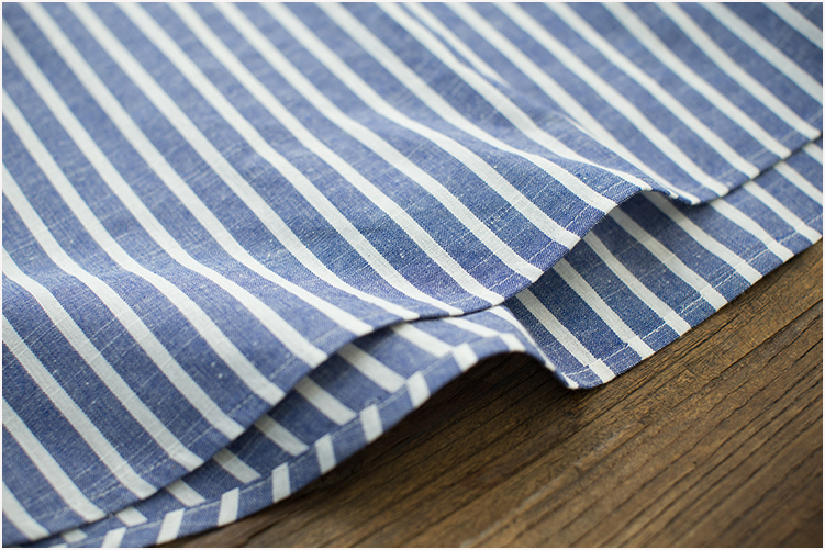 Fashion Maternity Dress Cotton Linen Tunic Waist Striped Long Sleeve Shirt Dress