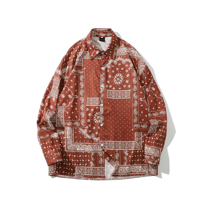 Men And Women Long-Sleeved Vintage Floral Shirt Hip Hop