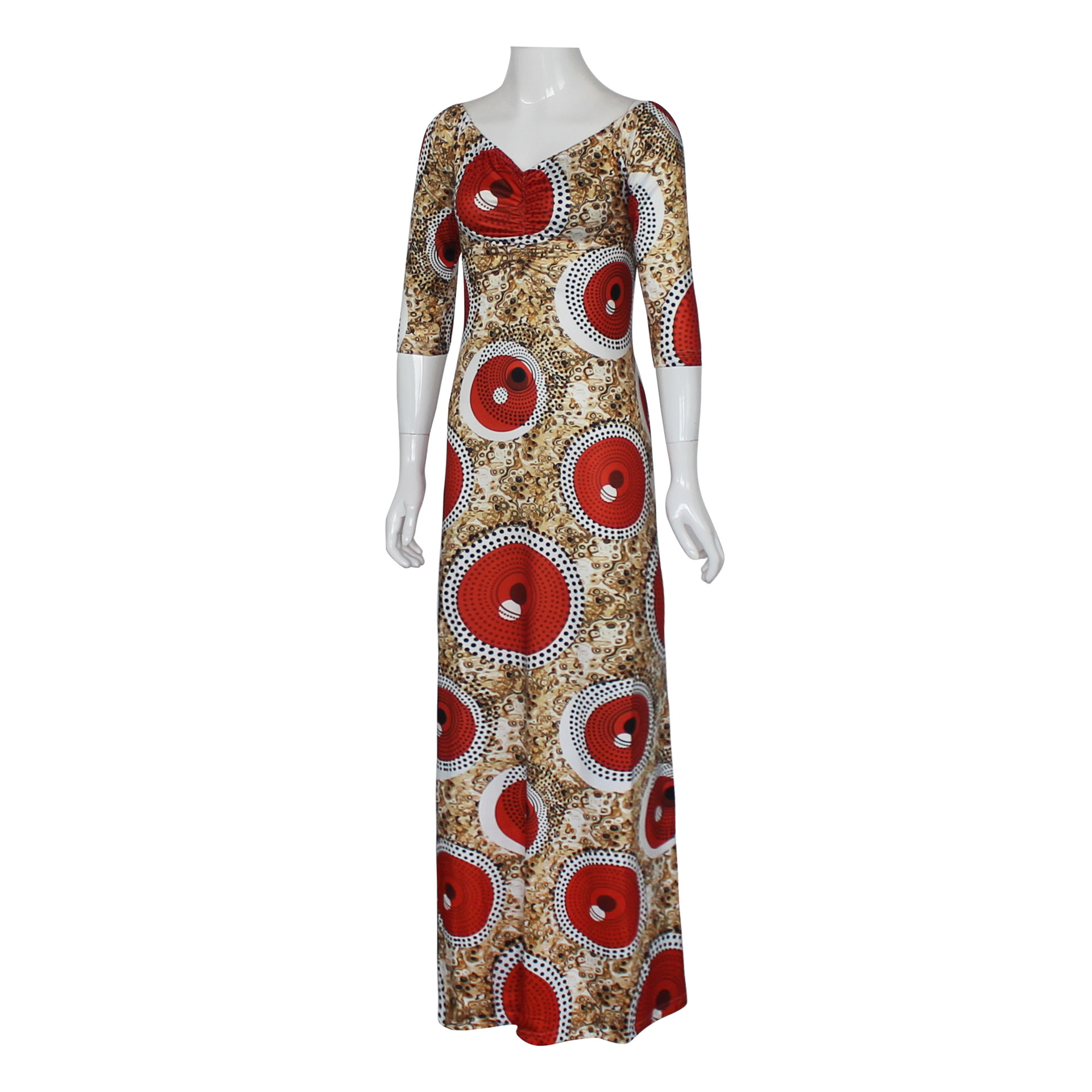 Printed One-Line Off-Shoulder Plus Size Dress