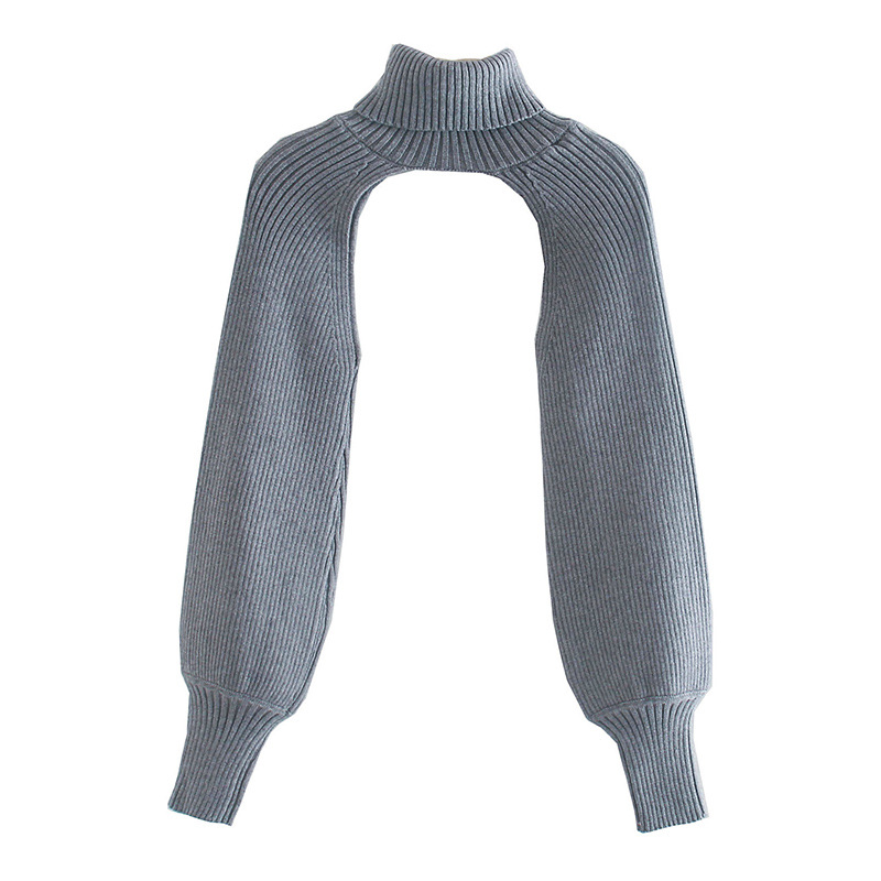 Autumn Women's High Neck Knitted Lantern Sleeves Women