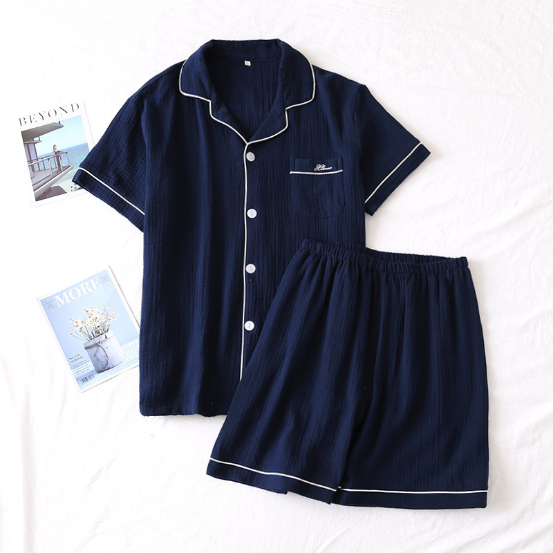 Crepe Short Sleeve Shorts Suit Washed Gauze