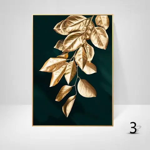 Modern Black Gold Foliage and Simple Nordic Letters