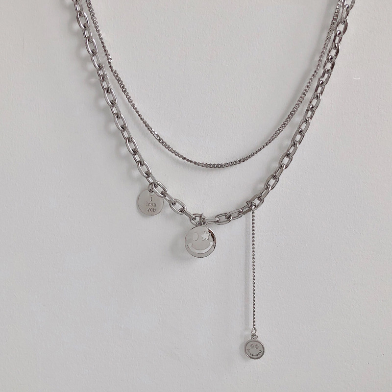 Niche Female Hip-Hop Smiley Net Red Clavicle Chain