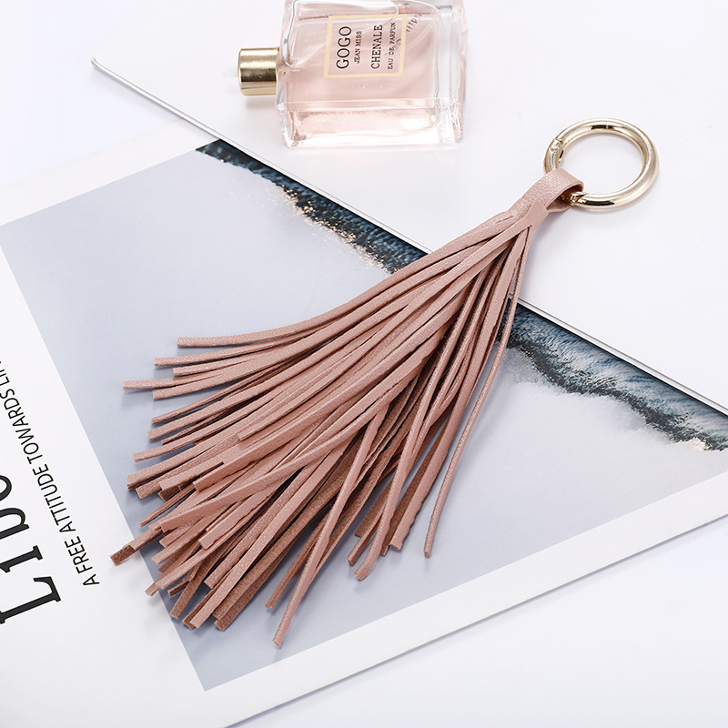 Title 4, Creative Leather Tassel Ring Car Keychain Pendant