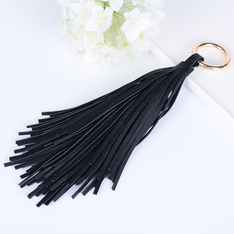 Title 3, Creative Leather Tassel Ring Car Keychain Pendant