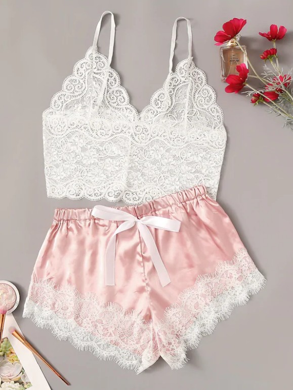 Sexy Lingerie Sexy Temptation Lace Home Two Piece Set Pink - Shop at LoveMi