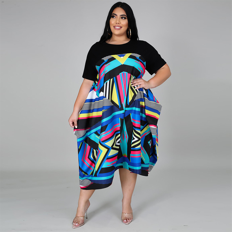 Stitching Print Fashion Dress