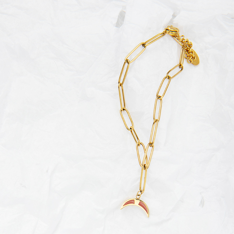 Stainless Steel Moon Shaped Fashion Bracelet Thick Chain