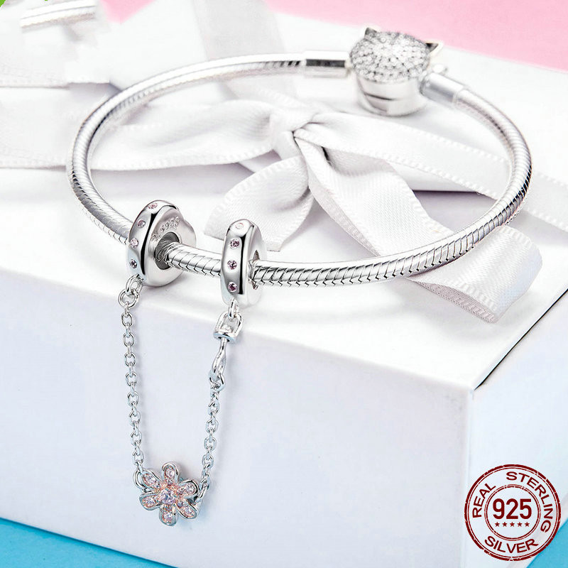 Safety Chain Beaded Bracelet Silver Jewelry Accessories