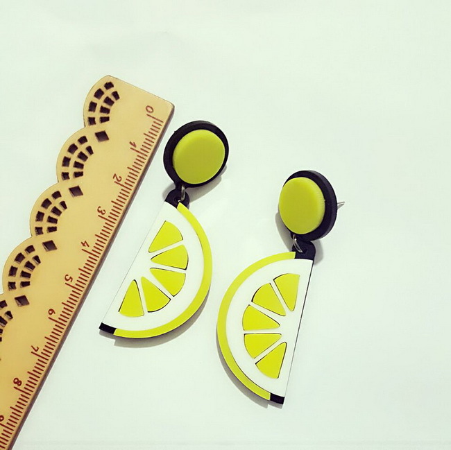 Personalized Acrylic Exaggerated Fruit Orange Lemon Earrings