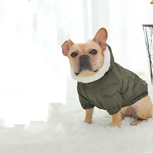 Law Fighting Clothes Dog Cotton Winter Pet Clothes Plus Velvet Thickening Green - Shop at LoveMi