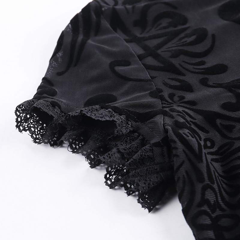 All-Match Short-Sleeved Sexy Top With Lace Trim