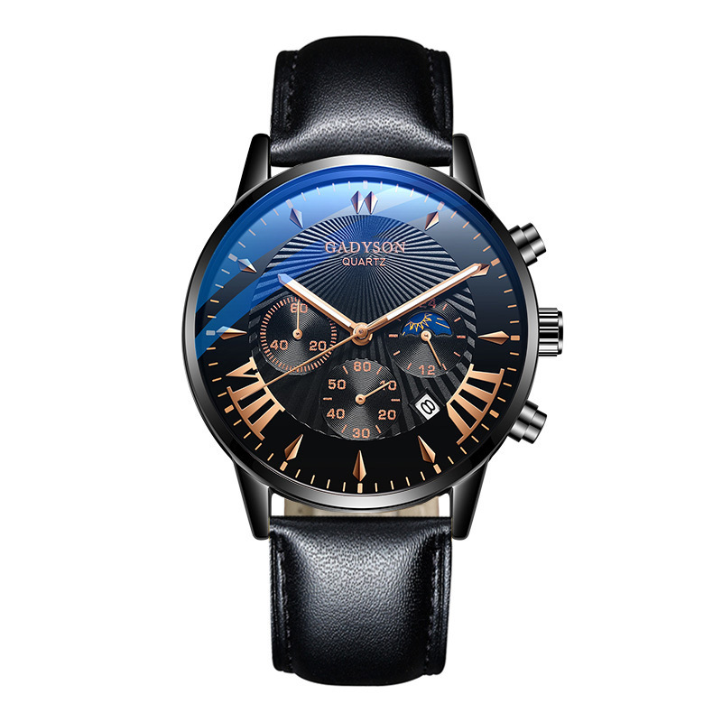 Fake Three-Eye Calendar Popular Event Buckle Men's Alloy Mesh Strap Watch