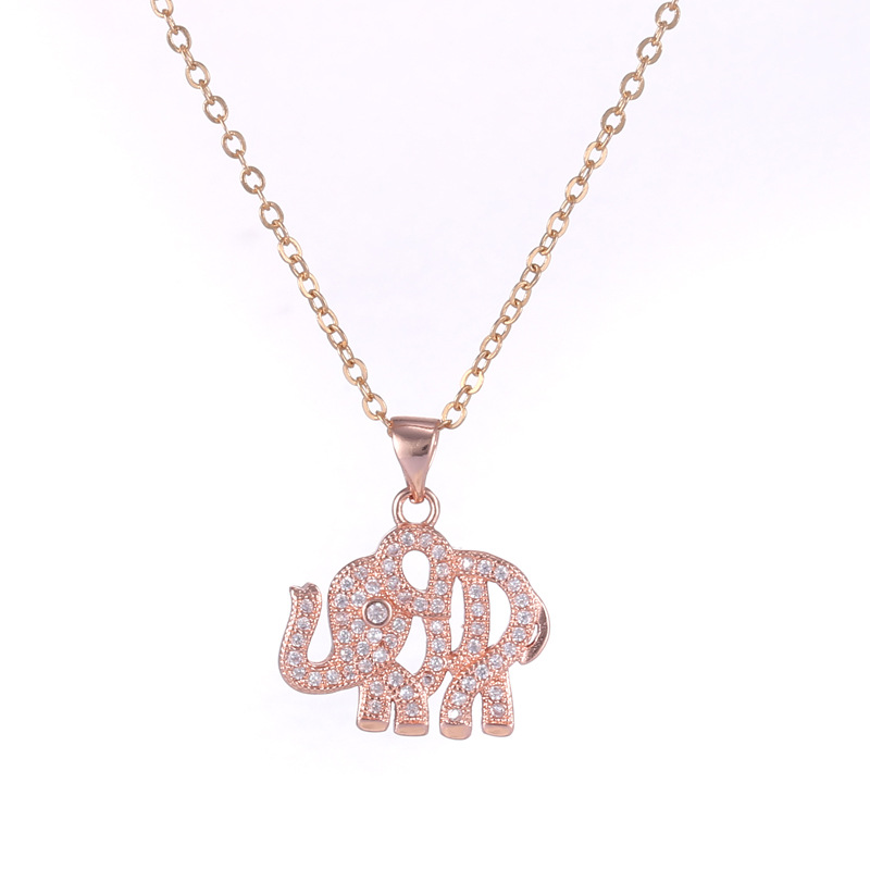 Micro-set Zircon Hollow Pendant Elephant Necklace