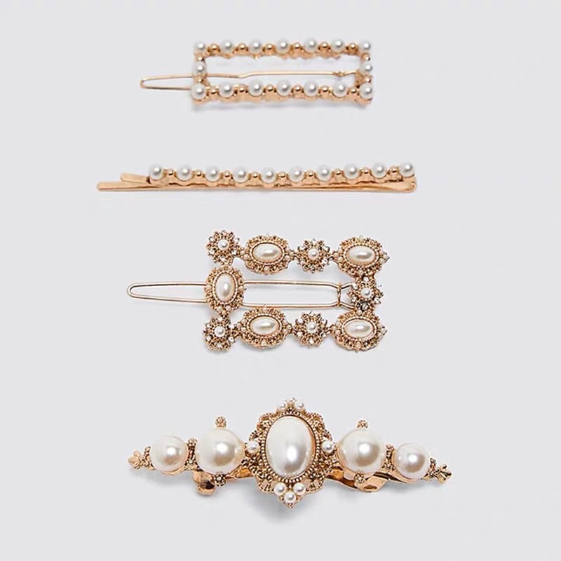 Japanese and Korean New Style Pearl Rhinestone Hairpin Women