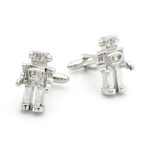 Silver Robot Cufflinks Cuff Nails French Shirt Men