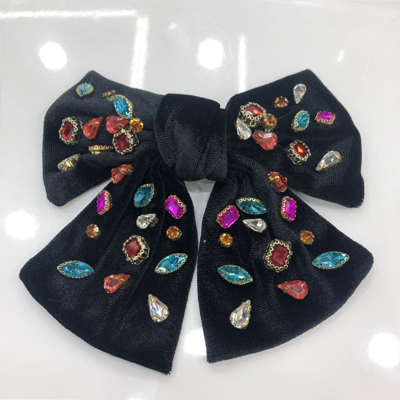 Title 3, Big Bow Full Rhinestone Denim Retro Spring Clip