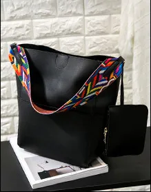 Single Shoulder Large Capacity Ribbon Handbag Women Bag Black - Shop at LoveMi