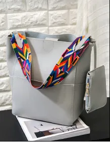 Single Shoulder Large Capacity Ribbon Handbag Women Bag Grey - Shop at LoveMi