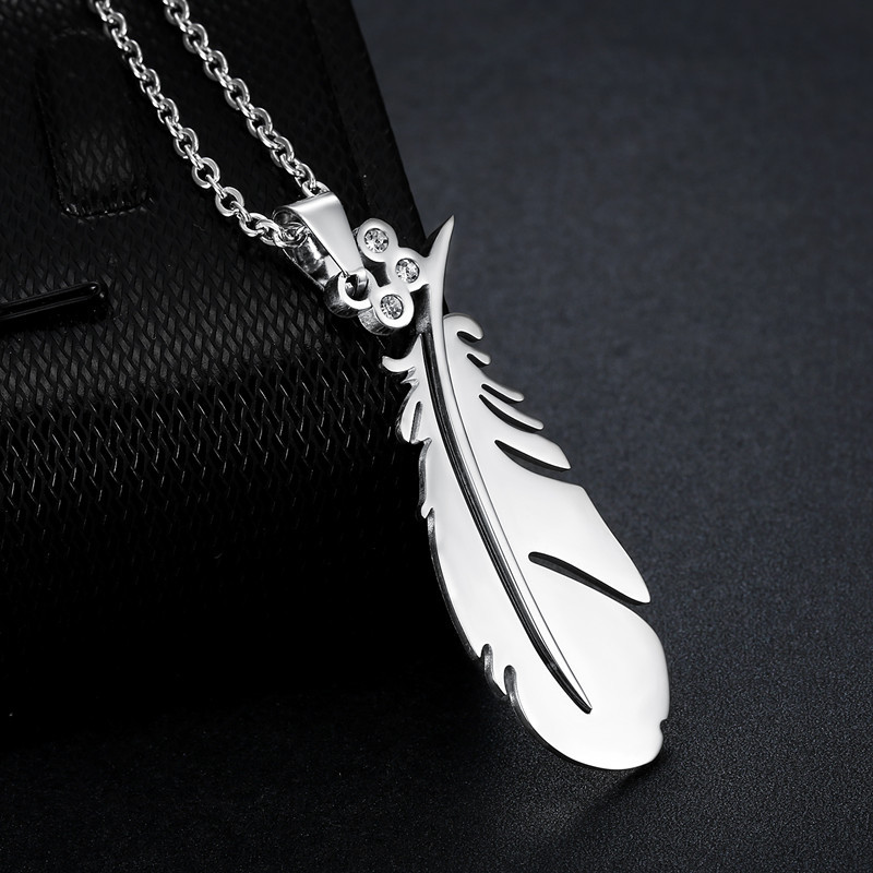 Simple Feather Men's Pendant Stainless Steel Accessories