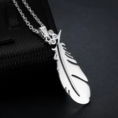 Simple Feather Men's Pendant Stainless Steel Accessories - View 1