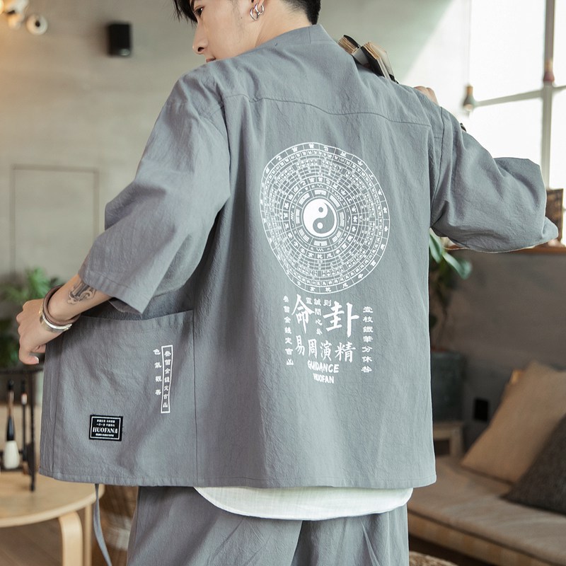 Chinese Style Cardigan Hanfu Young Men Casual