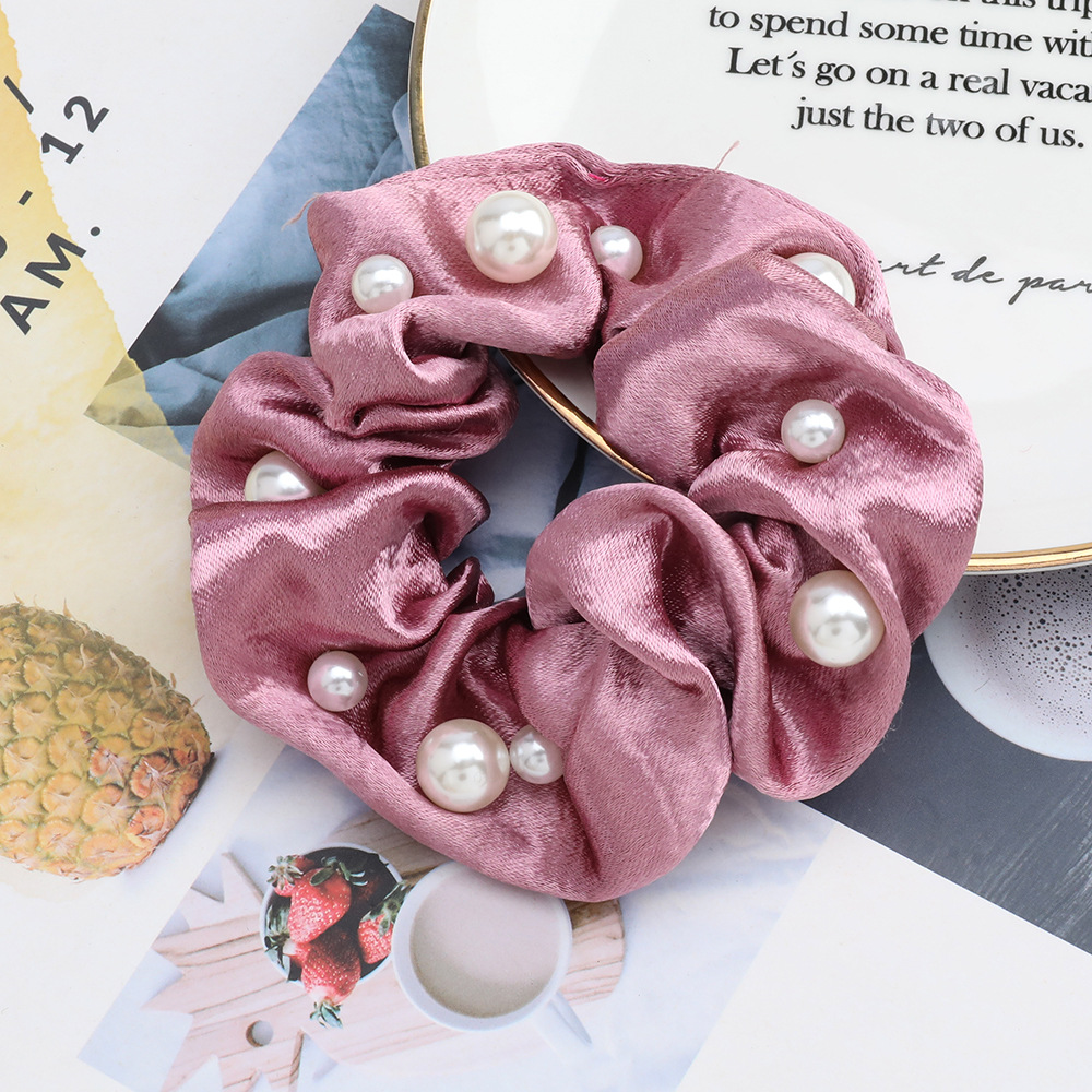 Fashionable Pure Color Super Glitter Fabric Cloth Inlaid Pearl Headgear