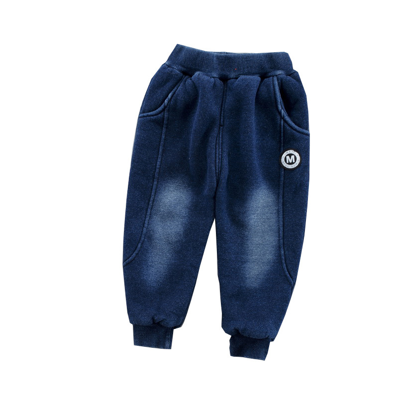 New Boy's Pants Solid Color Plus Velvet Children's Pants