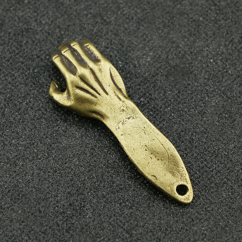Arm Bottle Opener Brass Car key Pendant (Gold)
