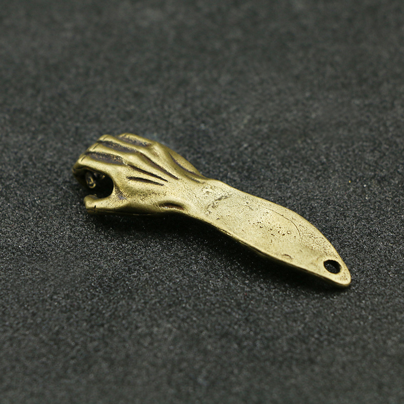Arm Bottle Opener Brass Car key Pendant (Gold)