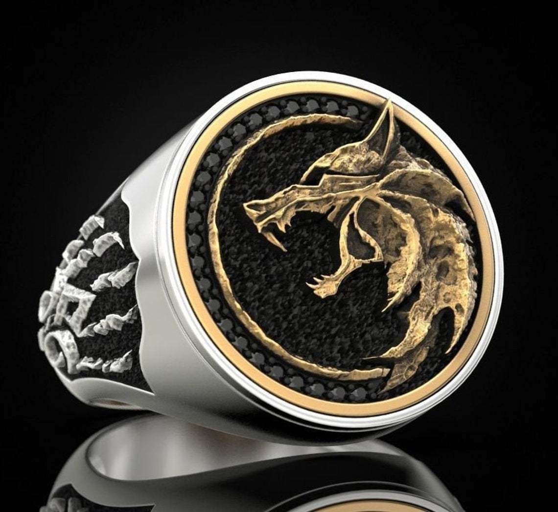 Wolf Claw Viking Warrior Retro Two-tone Men's Ring