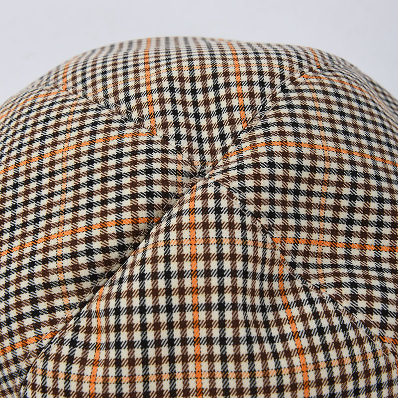Leather Check Beret Female Korean Version All-Match Painter Hat