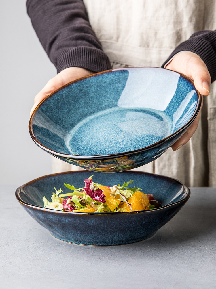 Household Ceramic Rice Plate Retro Style Shallow Bowl And Deep Plate — view 3