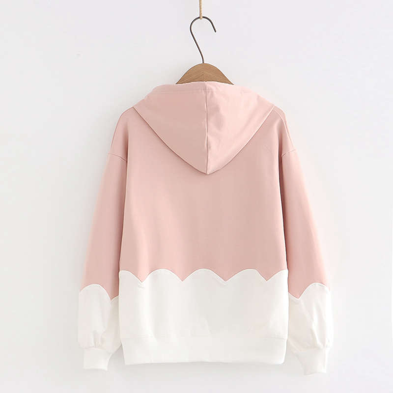 Title 1, Printed Color-blocking Thin Long-sleeved Hooded...