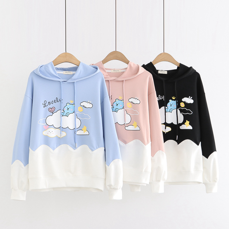 Title 5, Printed Color-blocking Thin Long-sleeved Hooded...