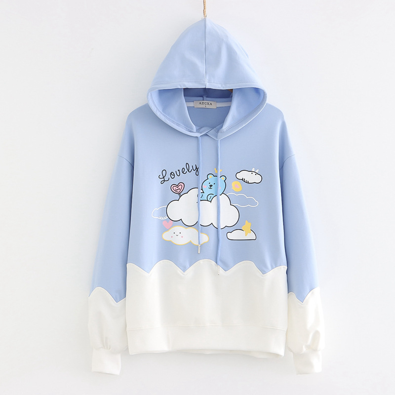 Title 2, Printed Color-blocking Thin Long-sleeved Hooded...