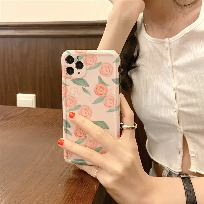 Pink Rose Girl Soft Shell Phone Case