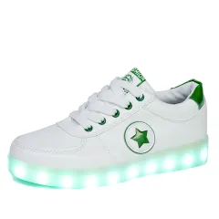 Korean Version Of All-Match USB Charging Student Sandals Platform Luminous Shoes - Green - View 1