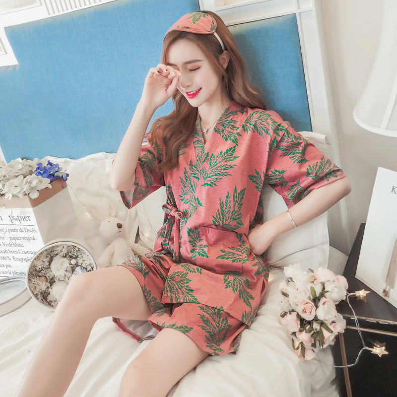 Title 2, Kimono Pajamas Women SummerShort-Sleeved Cotton...