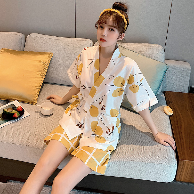 Title 7, Kimono Pajamas Women SummerShort-Sleeved Cotton...