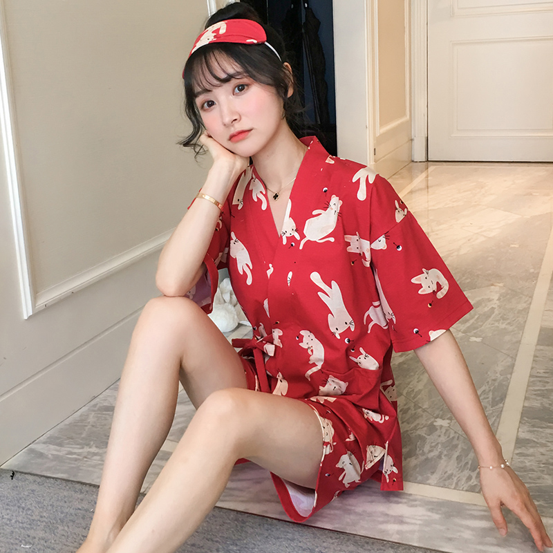 Title 8, Kimono Pajamas Women SummerShort-Sleeved Cotton...