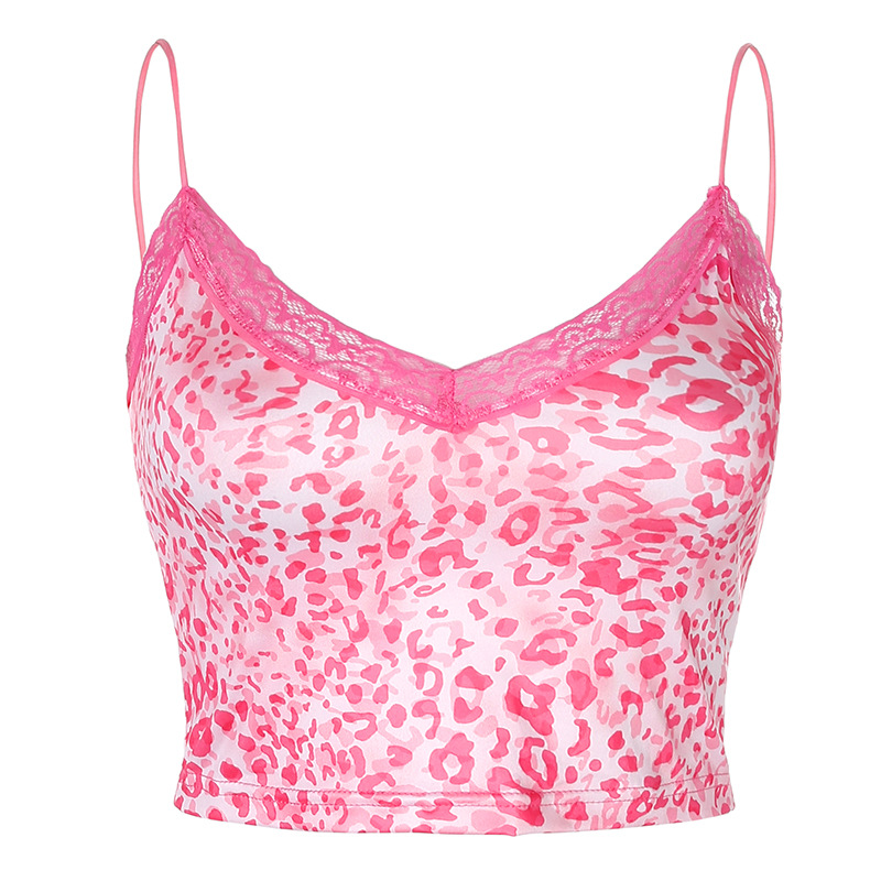 Sexy Leopard Print Lace Trim Camisole Ladies Vest