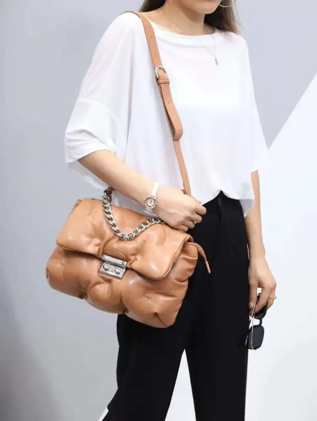 Cotton Filled Space Bag Pillow Bag Female Clutch Bag Shoulder Messenger Bag Brown - Shop at LoveMi