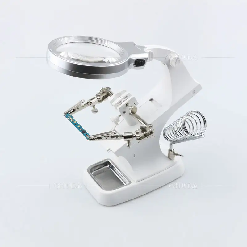 Turn The Repair Tool Magnifying Glass To Look At The Circuit Board