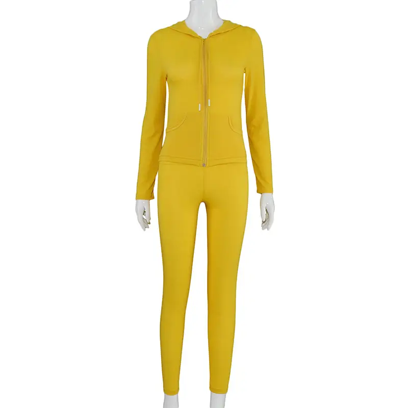 Hooded Top And Tight Pants Casual Suit