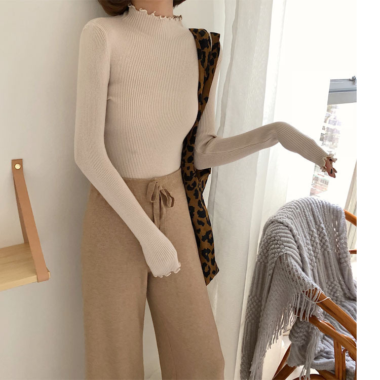 Slim Fit With A Solid Color Half Turtleneck Sweater All-match