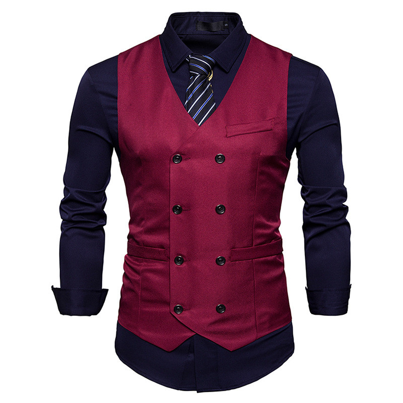 Men's Double-Breasted Gentleman's Formal Casual Vest Vest Jacket